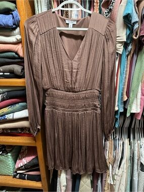 Nine West Brown Long-Sleeve Mini Dress